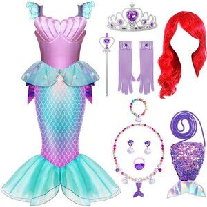 Halloween Mermaid Costume for Girls, Little Mermaid